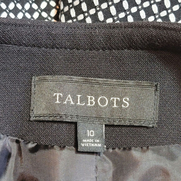 Talbots Black White Print Collarless Open Blazer Office Career Classic Jacket 10 - Picture 13 of 16